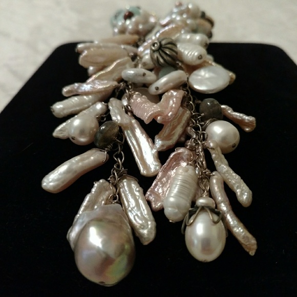 Genuine Pearl and Gemstone Necklace Earrings Set - Picture 6 of 6